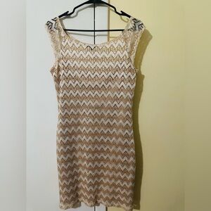 Jump Apparel beautiful mini dress gold & beige color made in USA size L